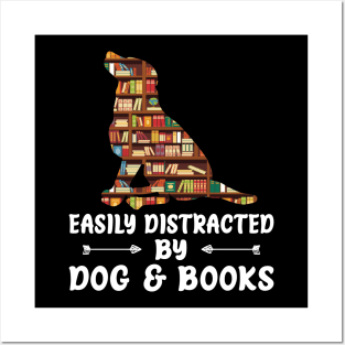 Easily Distracted By Dog And Books Reading Lover Boys Girls Posters and Art